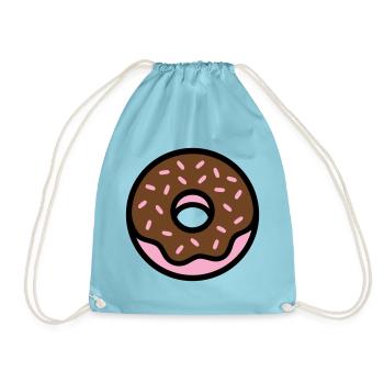 Donut Chocolate Sprinkles Icon - Drawstring Bag - aqua - Front
