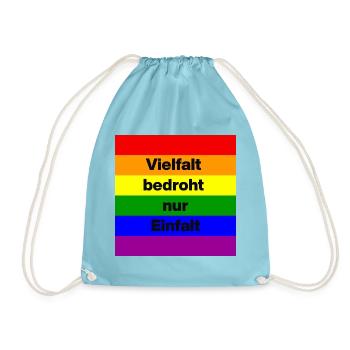 VIELFALT BEDROHT NUR EINFALT, FÜR EINE BUNTE WELT - Turnbeutel - Aqua - Vorne