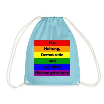 FÜR HALTUNG, DEMOKRATIE UND MEINUNGSFREIHEIT! - Turnbeutel - Aqua - Vorne
