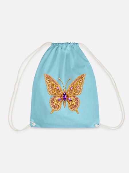 Goldener Edelstein-Schmetterling - Turnbeutel - Aqua