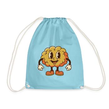 Retro-Charakter mit fröhlichem Gehirn - Turnbeutel - Aqua - Vorne
