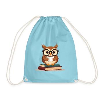 Cozy Book Lover Reading Owl Design - Turnbeutel - Aqua - Vorne