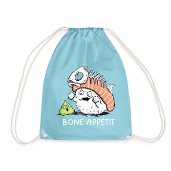 Sushi Bone Appetit – Lustiger Sushi Cartoon Humor - Turnbeutel - Aqua - Vorne