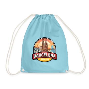 Barcelona Spanien Reiseabzeichen Sagrada Familia Geschenk - Turnbeutel - Aqua - Vorne
