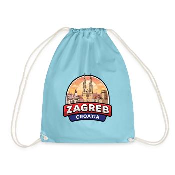 Zagreb Kroatien Reiseabzeichen St. Marks-Kirche Geschenk - Turnbeutel - Aqua - Vorne