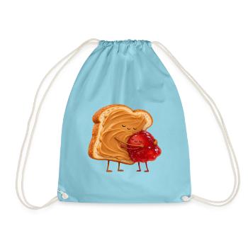 Kuschelt Toast mit Marmelade - Turnbeutel - Aqua - Vorne