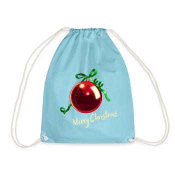 Christbaumkugel Rot - Merry Christmas - Turnbeutel - Aqua - Vorne