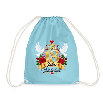 18.Hochzeitstag , 18 Jahre Türkishochzeit - Turnbeutel - Aqua - Vorne