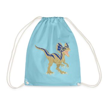Azurblauer Dino mit Zackenmuster - Turnbeutel - Aqua - Vorne