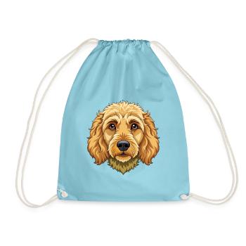 Goldendoodle-Hundekopf - Turnbeutel - Aqua - Vorne