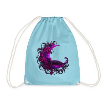 Mondrose Katze im violetten Mond - Turnbeutel - Aqua - Vorne