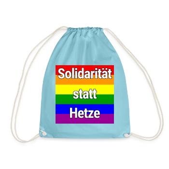 SOLIDARITÄT STATT HETZE REGENBOGEN ZUSAMMENHALT - Turnbeutel - Aqua - Vorne