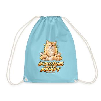 In der Ruhe liegt die Kraft – Meditierende Katze m - Turnbeutel - Aqua - Vorne