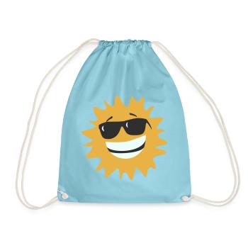 Sunburst Smiling with Sunglasses - Drawstring Bag - aqua - Front