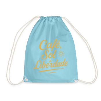 Café, Sol & Liberdade – Vintage-Tippfehler - Turnbeutel - Aqua - Vorne