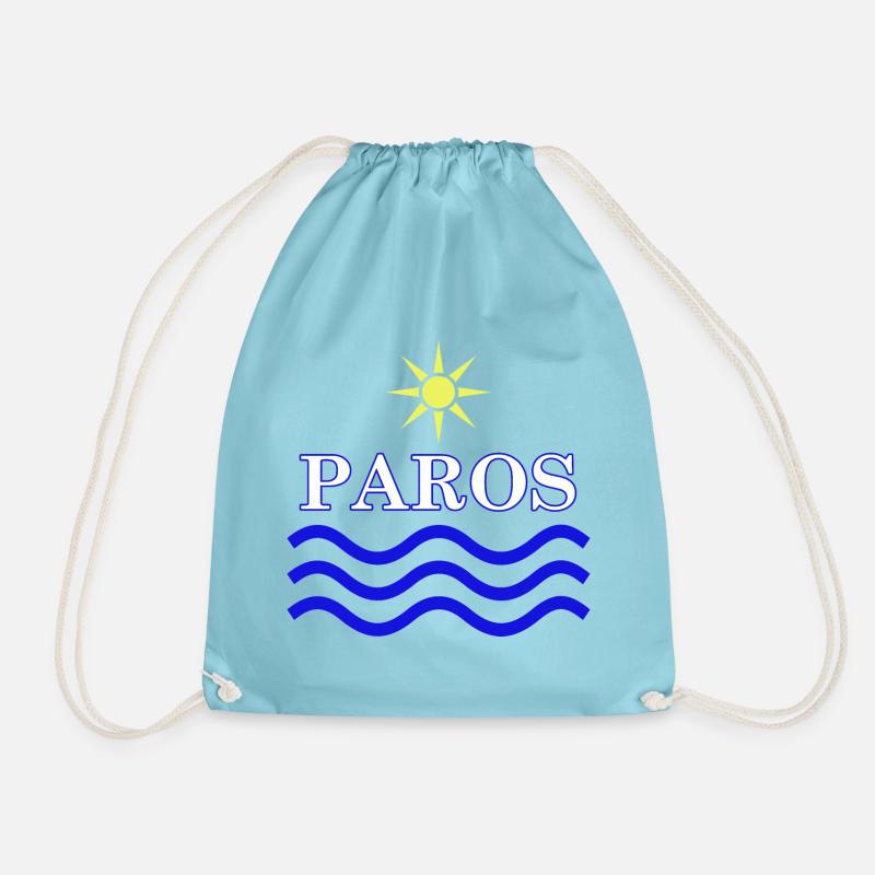 PAROS-Greece Sun Water - Drawstring Bag - aqua