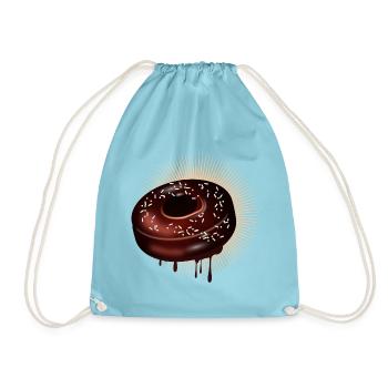 Schoko Donut Motiv mit Glasur und Streuseln - Turnbeutel - Aqua - Vorne