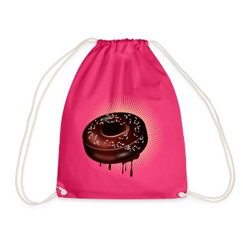 Schoko Donut Motiv mit Glasur und Streuseln - Turnbeutel - Fuchsia - Vorne