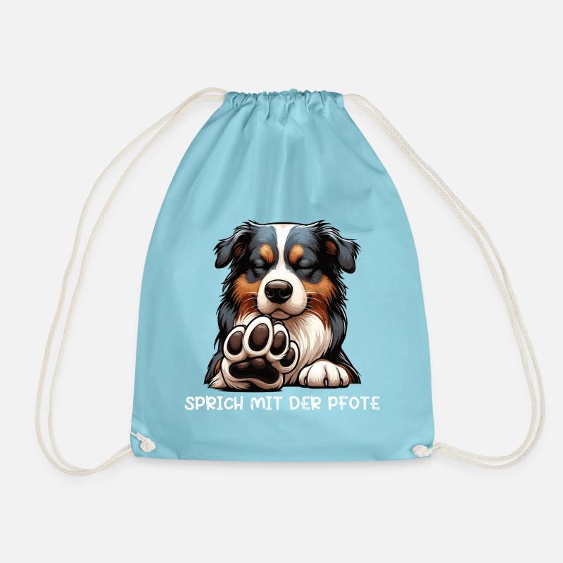Sprich mit der Pfote Australian Shepherd Aussie  - Turnbeutel - Aqua