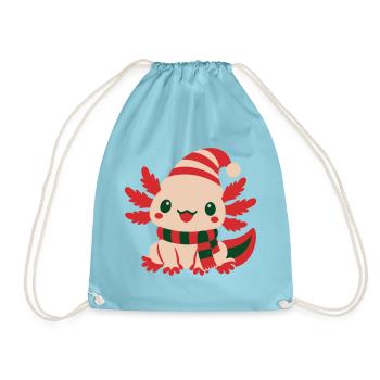 Axolotl Weihnachtsmuetze Icon - Turnbeutel - Aqua - Vorne