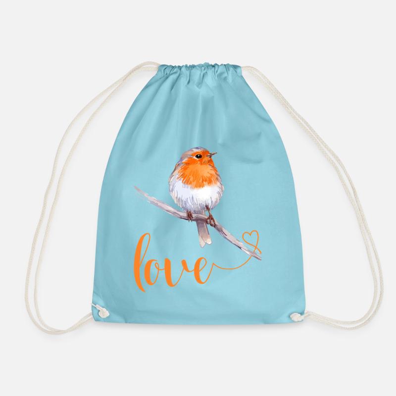 Robin mit Liebestext - Turnbeutel - Aqua