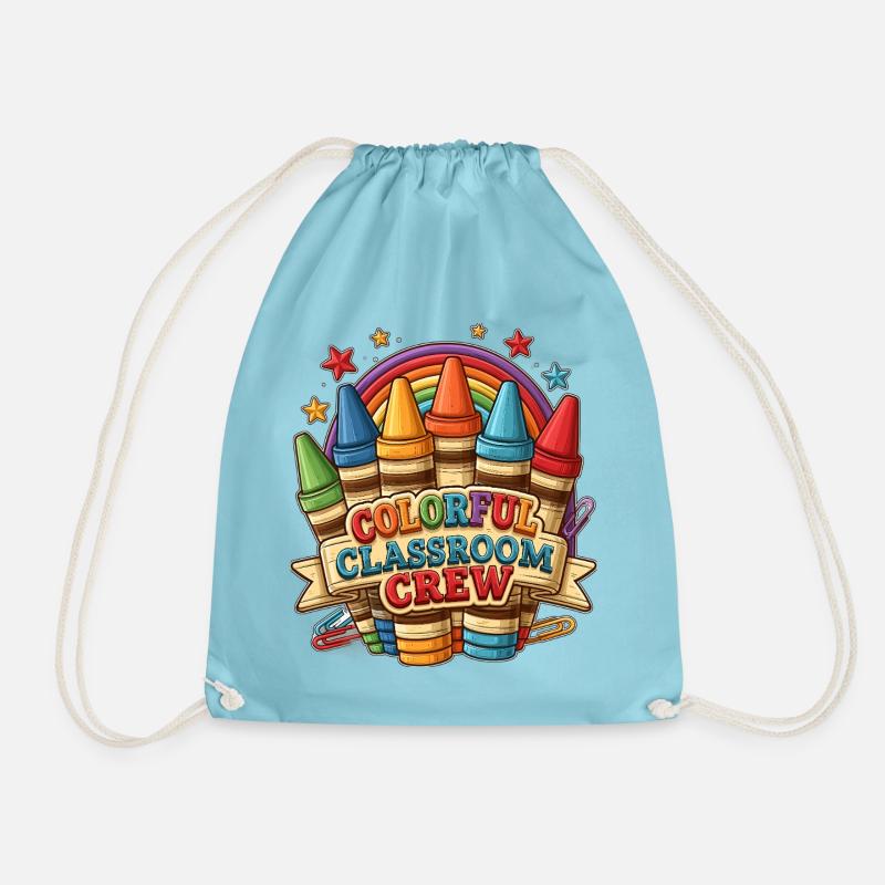 Colorful Classroom Crew - Drawstring Bag - aqua