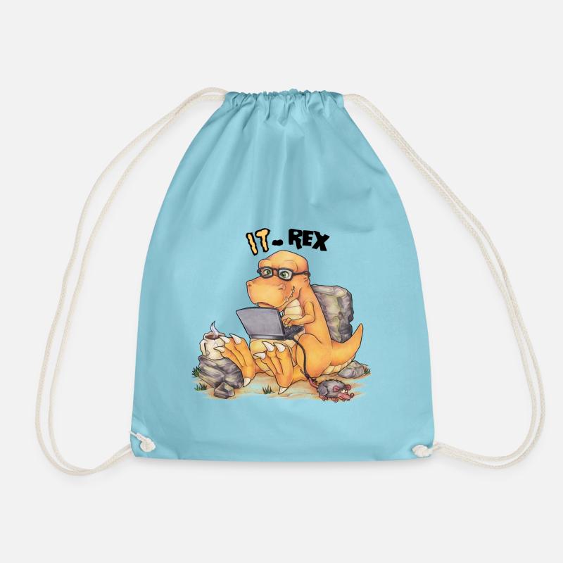 IT Rex- Lustiger Dinosaurier mit Computer - Turnbeutel - Aqua