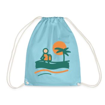 Backpacker am Palmenstrand - Turnbeutel - Aqua - Vorne