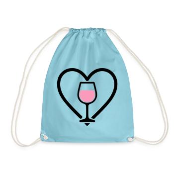 Heart + Rosé Wine – Rosé Lover - Drawstring Bag - aqua - Front