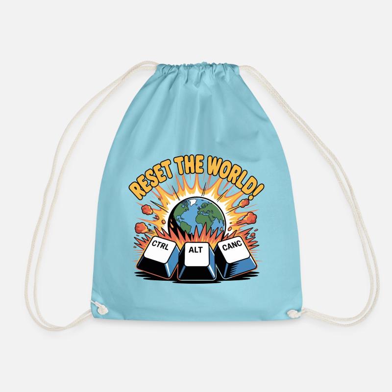 Reset the World Keyboard Reboot - Drawstring Bag - aqua