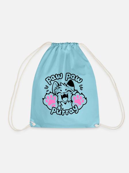 Paw Paw Purray Cat | Funny paw motif - Drawstring Bag - aqua