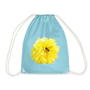 Yellow_Rose_-_Bee_Nature_Photography - Drawstring Bag - aqua - Front