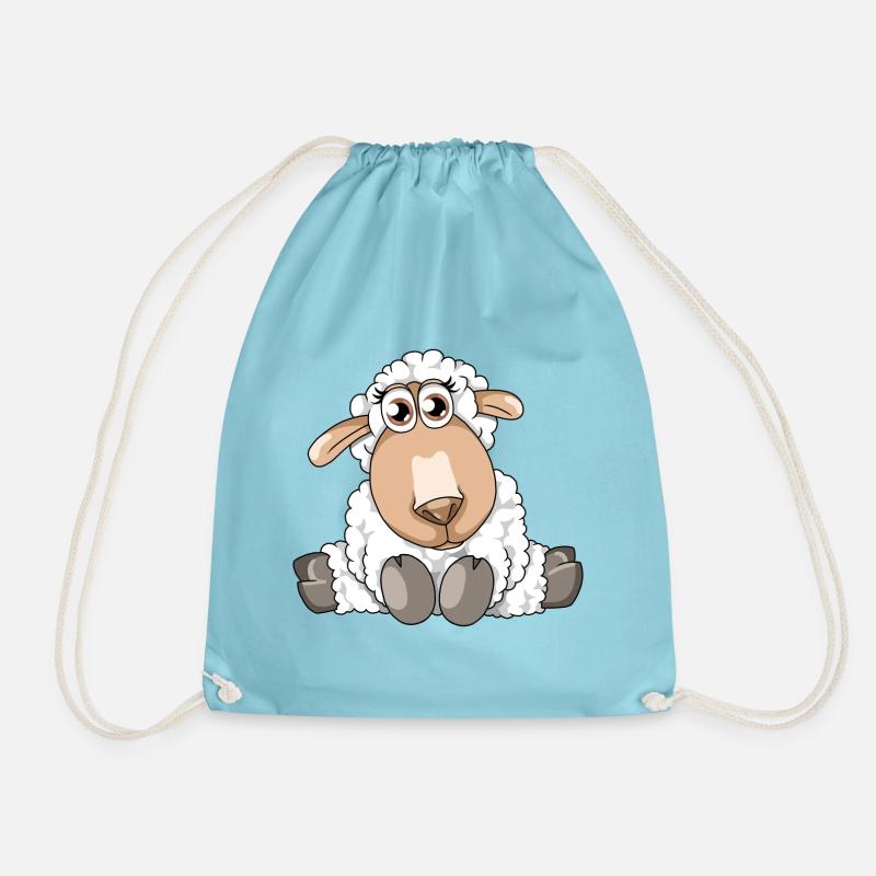 Cute fluffy sheep illustration wool sheep - Drawstring Bag - aqua
