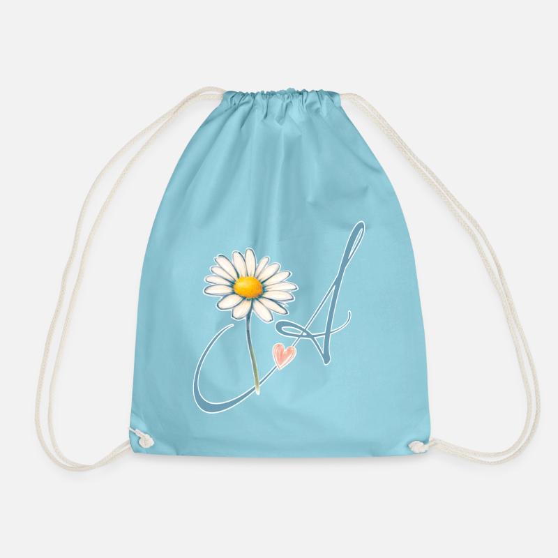 Buchstabe A Gänseblümchen Herz - Turnbeutel - Aqua