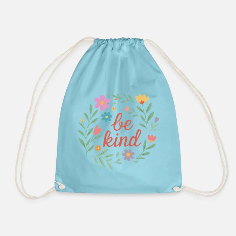 Sei freundlich Blumendesign - Turnbeutel - Aqua