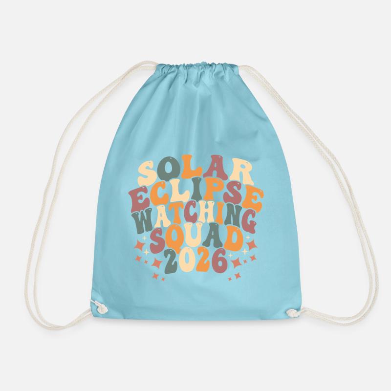 Solar Eclipse Squad 2026 - Drawstring Bag - aqua
