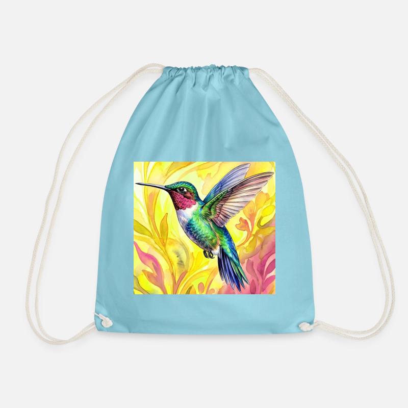 hummingbird - Drawstring Bag - aqua
