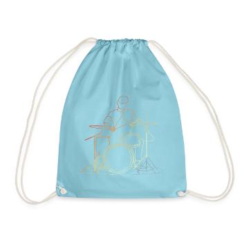 Schlagzeuger Retro Look - Turnbeutel - Aqua - Vorne