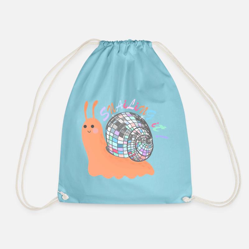 Snailing It! – Bunte Schnecke mit Disco-Kugel - Turnbeutel - Aqua