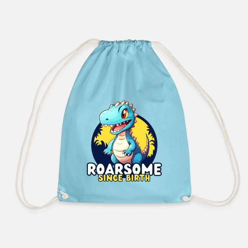 Dinosaurs - ROARSOME, Since Birth - Drawstring Bag - aqua