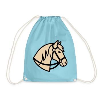Pony Kopf Pferd Züchter Logo - Turnbeutel - Aqua - Vorne