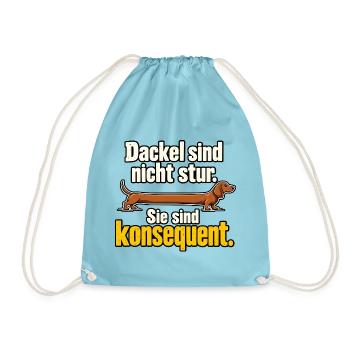Dackel Spruch Stur Konsequent Dackelbesitzer - Turnbeutel - Aqua - Vorne