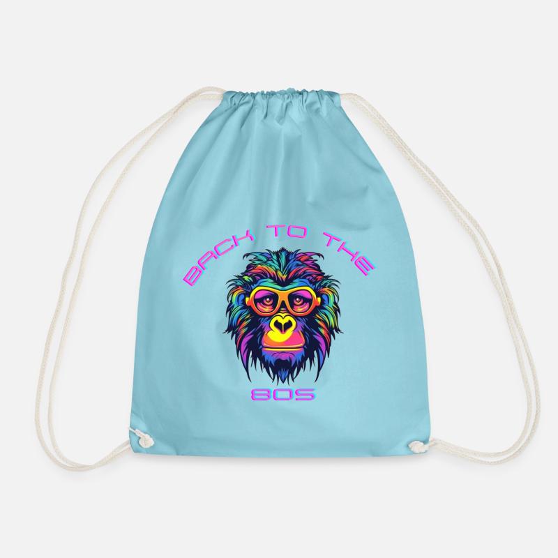 Psychedelic gorilla with sunglasses - Drawstring Bag - aqua