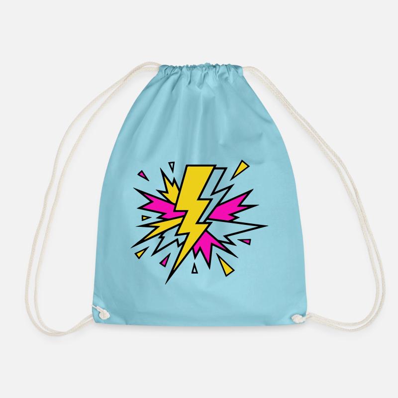 Yellow Beam Neon Explosion - Drawstring Bag - aqua