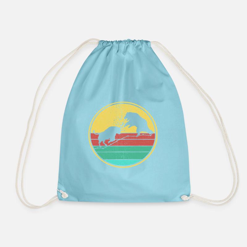 Bull vs Bear Retro - Drawstring Bag - aqua