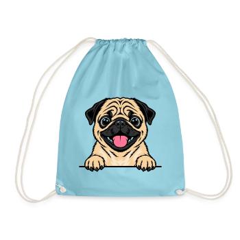 Mops - Turnbeutel - Aqua - Vorne