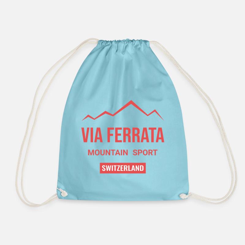 Via Ferrata Switzerland - Drawstring Bag - aqua