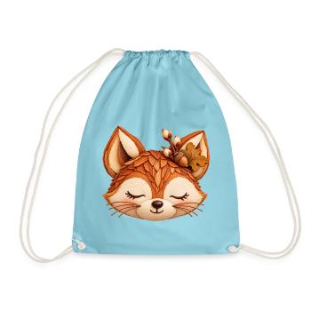 Niedlicher Fuchs im Herbstlaub  - Turnbeutel - Aqua - Vorne