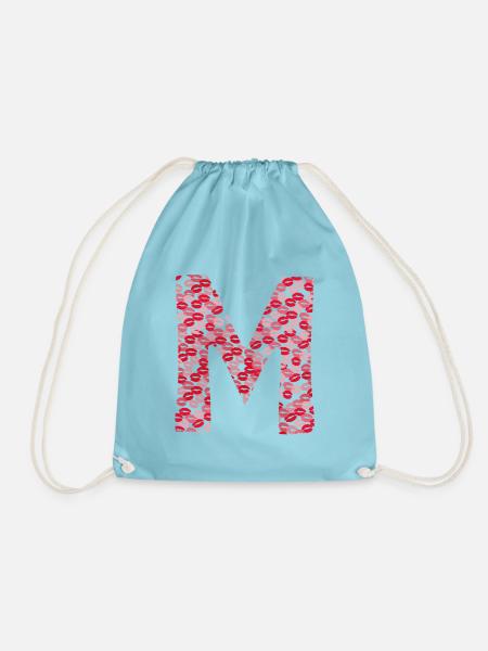 bisous t-shirt - Buchstabe M - Turnbeutel - Aqua