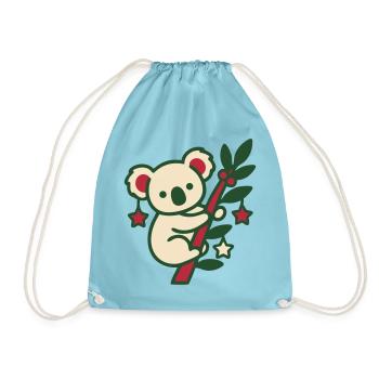 Koala Weihnachten Clipart - Turnbeutel - Aqua - Vorne